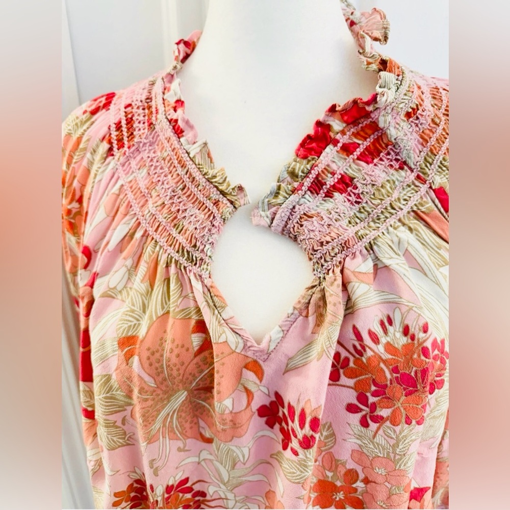 Talbots Women’s Multicolor Floral Print Top Shirt Size Large - Picture 2 of 10